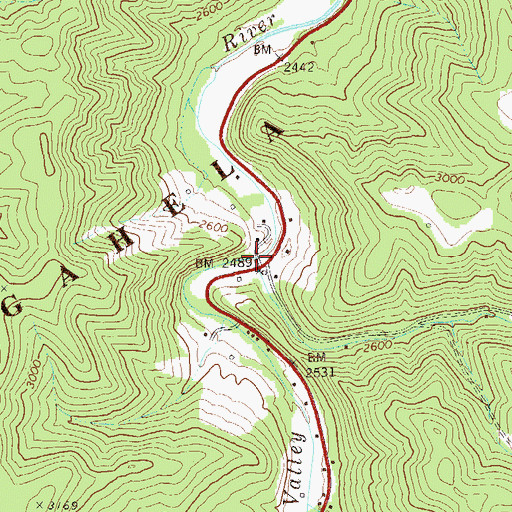 Topographic Map of Logan Run, WV