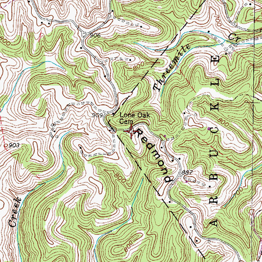 Topographic Map of Lone Oak Cemetery, WV