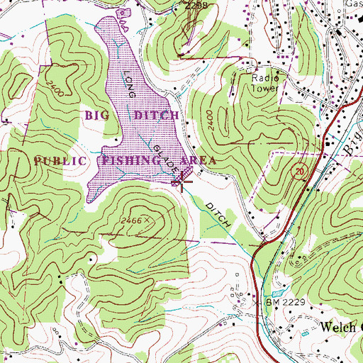 Topographic Map of Long Glade Ditch, WV