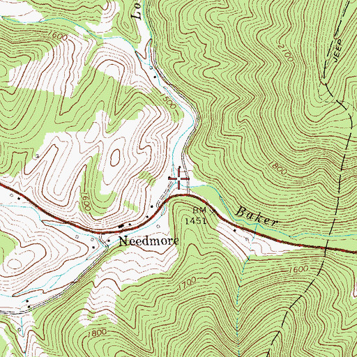 Topographic Map of Long Lick Run, WV