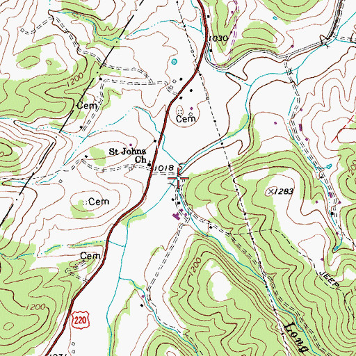 Topographic Map of Long Run, WV