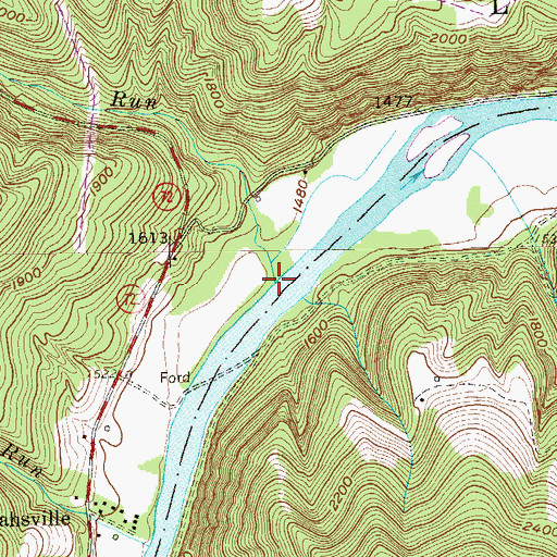 Topographic Map of Long Run, WV