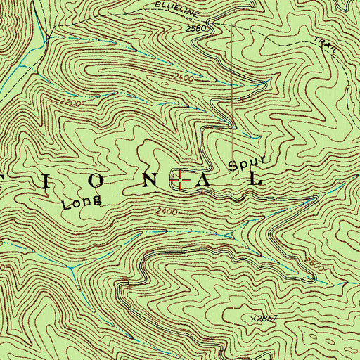 Topographic Map of Long Spur, WV