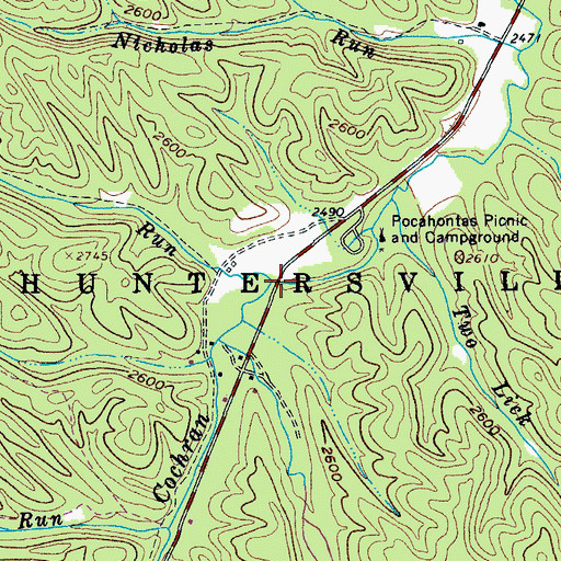 Topographic Map of Lost Bottom Run, WV