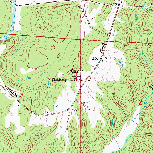 Topographic Map of Philadelphia Baptist Church, AL