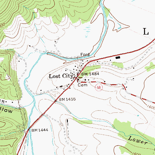 Topographic Map of Lost City, WV