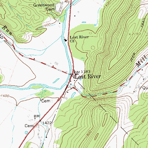 Topographic Map of Lost River, WV