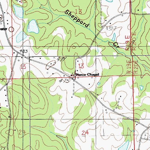 Topographic Map of Pierce Chapel, AL