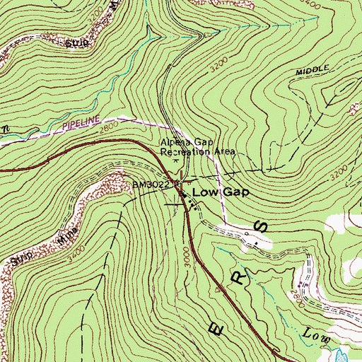 Topographic Map of Low Gap, WV