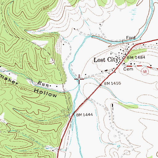 Topographic Map of Lower Cove Run, WV