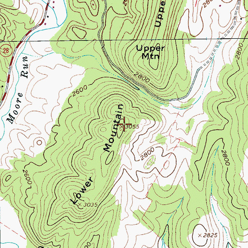 Topographic Map of Lower Mountain, WV