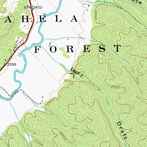 Topographic Map of Lucy Draft, WV