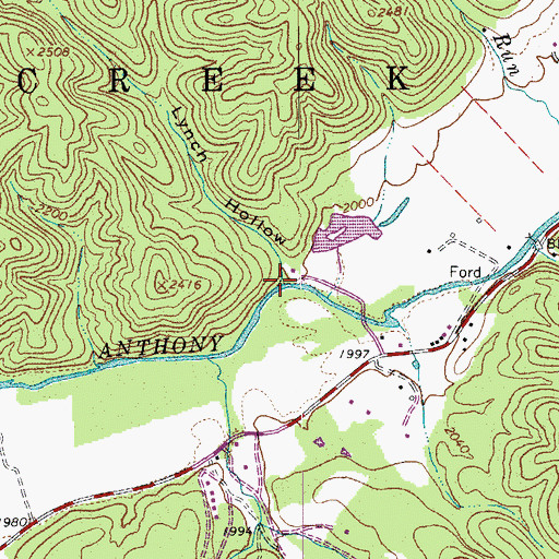 Topographic Map of Lynch Hollow, WV