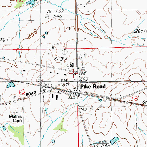 Topographic Map of Pike Road, AL