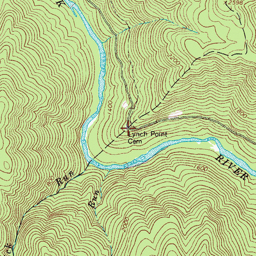 Topographic Map of Lynch Point Cemetery, WV