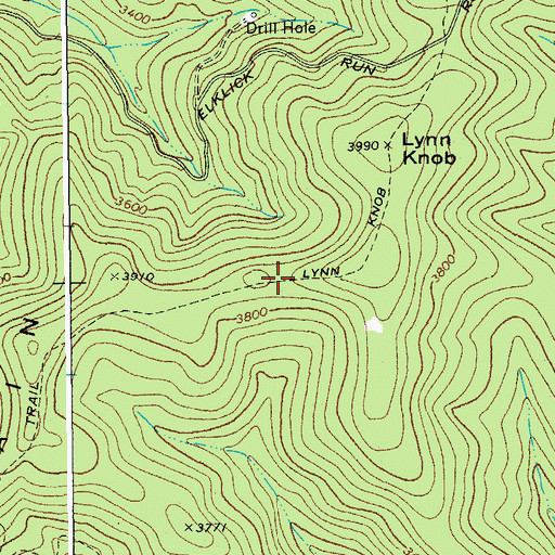 Topographic Map of Lynn Knob Trail, WV
