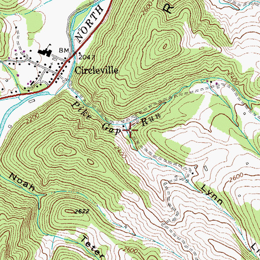 Topographic Map of Lynn Lick Hollow, WV