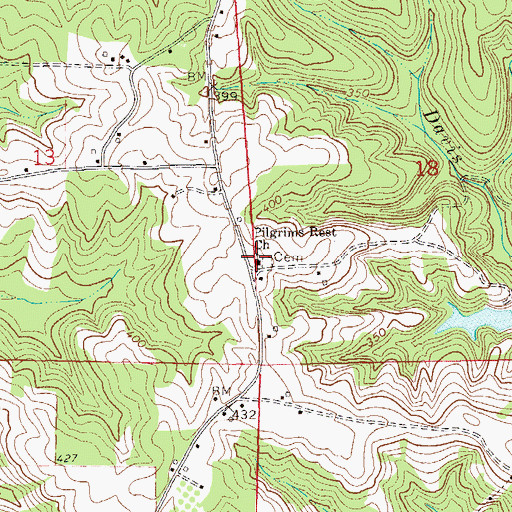 Topographic Map of Pilgrims Rest Freewill Baptist Church, AL
