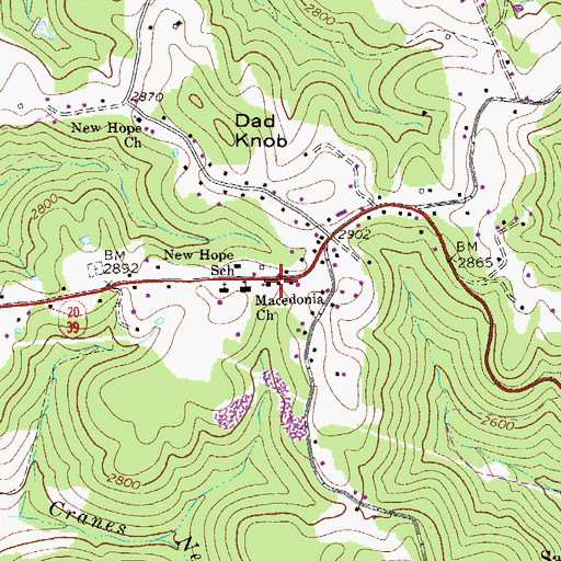 Topographic Map of Macedonia Church, WV