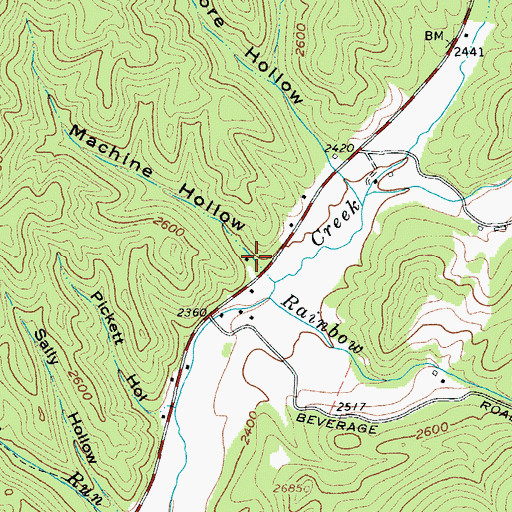 Topographic Map of Machine Hollow, WV