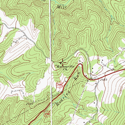 Topographic Map of Mackeyville Church, WV