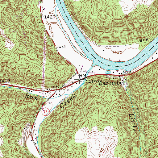 Topographic Map of Macomber, WV