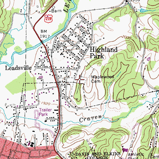 Topographic Map of Maplewood Cemetery, WV