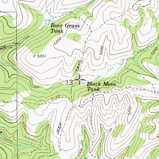 Topographic Map of Black Mesa Tank, AZ