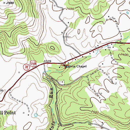 Topographic Map of Marvin United Methodist Church, WV