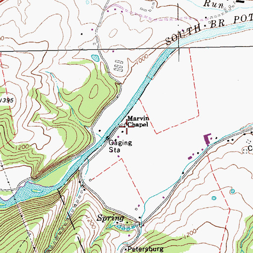 Topographic Map of Marvin Chapel, WV