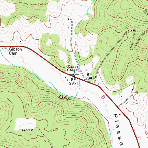 Topographic Map of Marys Chapel, WV