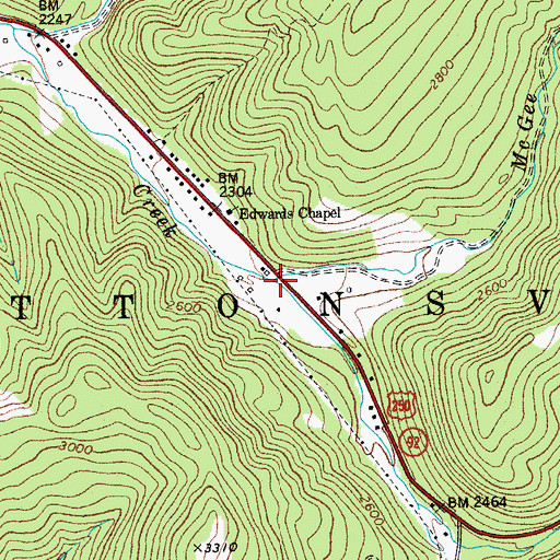 Topographic Map of McGee Run, WV