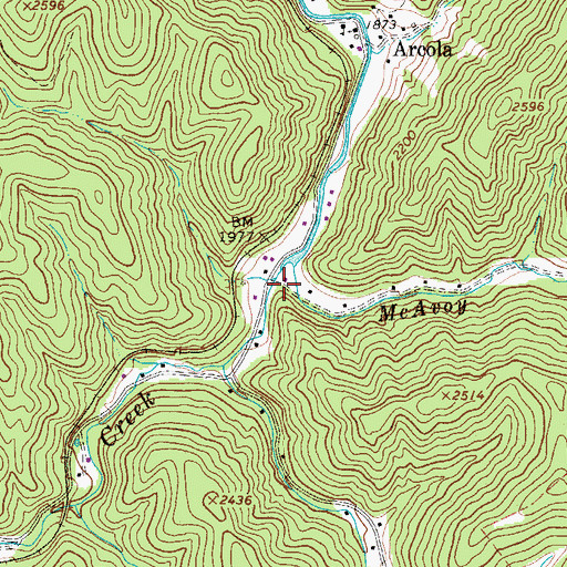 Topographic Map of McAvoy Run, WV