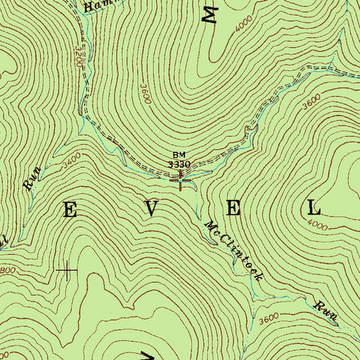 Topographic Map of McClintock Run, WV
