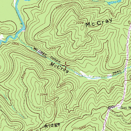 Topographic Map of McCray Creek Trail, WV