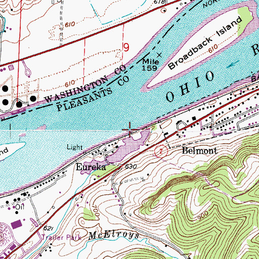 Topographic Map of McElroys Run, WV