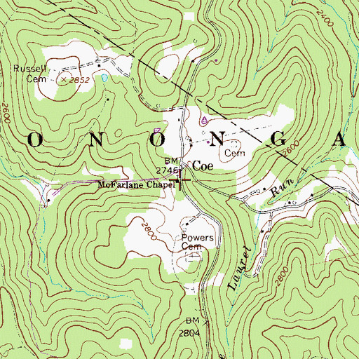 Topographic Map of McFarlane Chapel, WV
