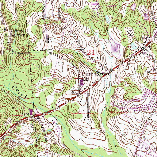 Topographic Map of Pine Grove Baptist Church, AL