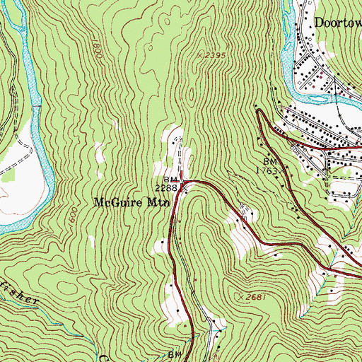 Topographic Map of McGuire Mountain, WV
