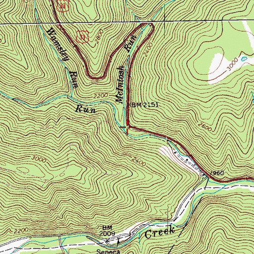 Topographic Map of McIntosh Run, WV