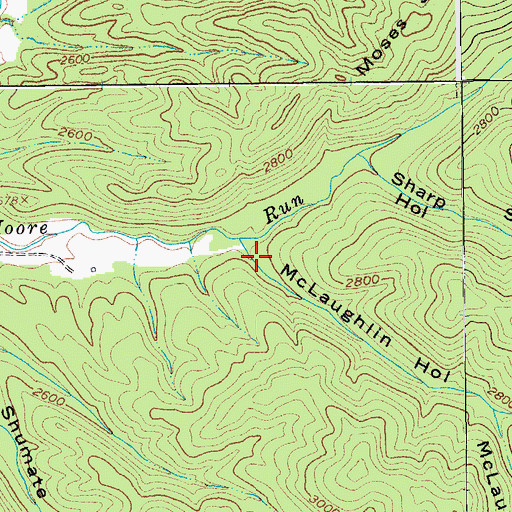 Topographic Map of McLaughlin Hollow, WV