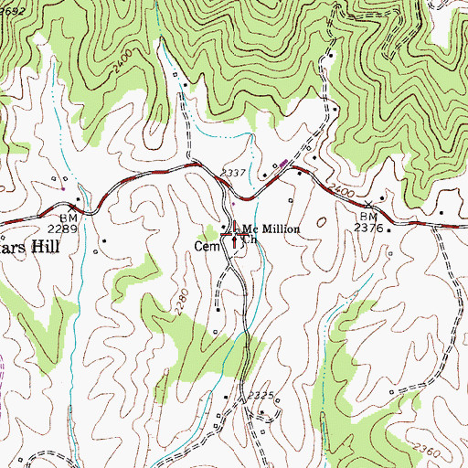 Topographic Map of McMillion Church, WV
