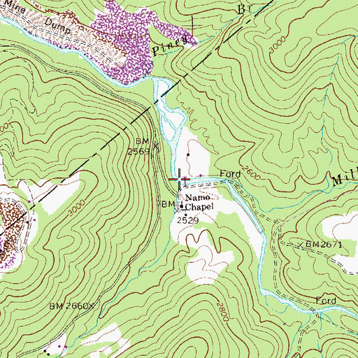 Topographic Map of McMillion Creek, WV