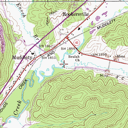 Topographic Map of McMillion Creek, WV