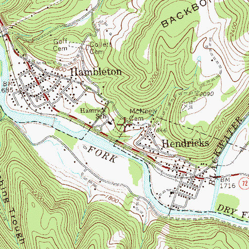 Topographic Map of McNeely Cemetery, WV
