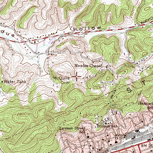 Topographic Map of McQuire Cemetery, WV