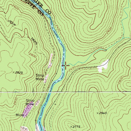 Topographic Map of Meadow Creek, WV