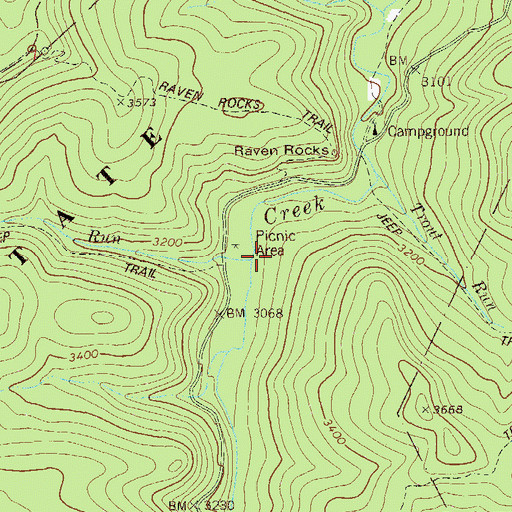 Topographic Map of Meatbox Run, WV