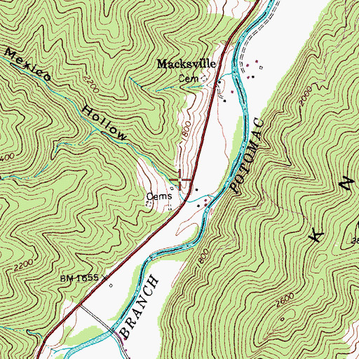 Topographic Map of Mexico Hollow, WV