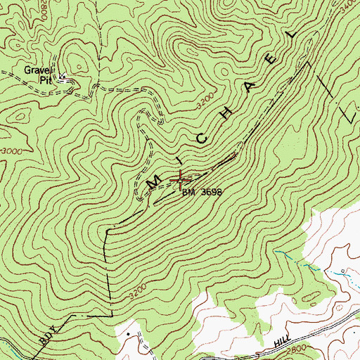 Topographic Map of Michael Mountain, WV